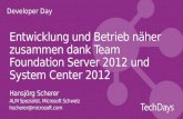 Developer Day Entwicklung und Betrieb näher zusammen dank Team Foundation Server 2012 und System Center 2012 Hansjörg Scherer ALM Spezialist, Microsoft.