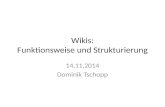 Wikis: Funktionsweise und Strukturierung 14.11.2014 Dominik Tschopp.