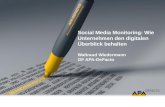 Social Media Monitoring: Wie Unternehmen den digitalen Überblick behalten Waltraud Wiedermann GF APA-DeFacto.