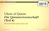 Bildung und Soziales für Muslime Ulum al Quran Die Quranwissenschaft (Teil 4) Medienbibliothek-islam.de Medienbibliothek- islam.de_Die Quranwissenschaft.