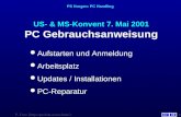 P. Fritz [ 2 US- & MS-Konvent 7. Mai 2001 PC Gebrauchsanweisung l Aufstarten und Anmeldung Aufstarten und Anmeldung l Arbeitsplatz.