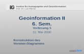 Institut für Kartographie und Geoinformation Prof. Dr. Lutz Plümer Geoinformation II 6. Sem. Vorlesung 5 11. Mai 2000 Konstruktion des Voronoi-Diagramms.