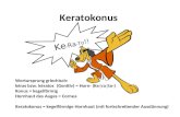 Keratokonus Ke - Ra - To !! Wortursprung griechisch: kéras bzw. kératos (Genitiv) = Horn- (Ke|ra|to-) Konus = kegelförmig Hornhaut des Auges = Cornea Keratokonus.