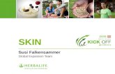 SKIN Susi Falkensammer Global Expansion Team. 2 PRODUKTEIGENSCHAFTEN Mehr als 15 Vitamine und pflanzliche Extrakte. Sulfatfrei (gilt für: Aloe-Reinigungsgel,