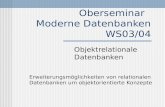Oberseminar Moderne Datenbanken WS03/04 Objektrelationale Datenbanken Erweiterungsmöglichkeiten von relationalen Datenbanken um objektorientierte Konzepte