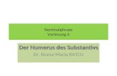 Nominalphrase Vorlesung 4 Der Numerus des Substantivs Dr. Ileana-Maria RATCU.
