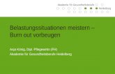Belastungssituationen meistern – Burn out vorbeugen Anja König, Dipl. Pflegewirtin (FH) Akademie für Gesundheitsberufe Heidelberg.