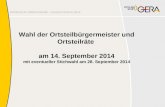 Schulung der Wahlvorstände – Susanne Sothen, Gera Wahl der Ortsteilbürgermeister und Ortsteilräte am 14. September 2014 mit eventueller Stichwahl am 28.
