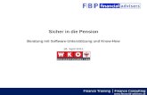 Finance Training │ Finance Consulting  Sicher in die Pension Beratung mit Software-Unterstützung und Know-How 18. April 2011.
