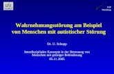 KJP Würzburg Wahrnehmungsstörung am Beispiel von Menschen mit autistischer Störung Dr. U. Schupp Interdisziplinäre Konzepte in der Betreuung von Menschen.