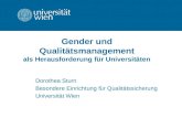 Gender und Qualitätsmanagement als Herausforderung für Universitäten Dorothea Sturn Besondere Einrichtung für Qualitätssicherung Universität Wien.