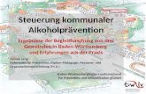 Steuerung kommunaler Alkoholprävention Ergebnisse der Begleitforschung von drei Gemeinden in Baden-Württemberg und Erfahrungen aus der Praxis Sabine Lang.