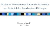 Moderne Telekommunikationsinfrastruktur am Beispiel des Landkreises Dillingen Manfred Wolf 25.03.98.