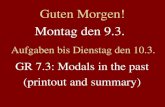 Montag den 9.3. Aufgaben bis Dienstag den 10.3. GR 7.3: Modals in the past (printout and summary) Guten Morgen!
