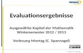 Evaluationsergebnisse zu "Ausgewählte Kapitel der Mathematik" WiSe 2012/13