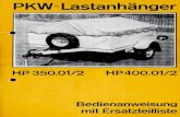 PKW-Lastenanhänger HP350,Hp400 Bedienungsanleitung mit Ersatzteilliste
