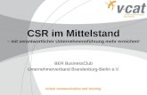 CSR Im Mittelstand - Präsentation der VCAT Consulting GmbH für den BER BusinessClub im Unternehmerverband Brandenburg-Berlin e.V.