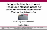 Möglichkeiten des Human Ressource Managements für einen unternehmensinternen Technologietransfer