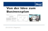AWS, Dipl. Ing. Biedermann: Von der Idee zum Businessplan