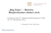 Big Data - Welche Möglichkeiten bieten sich - Vortrag auf der 37. DAFTA in Köln
