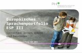Europäisches Sprachenportfolio ESP III Sprachen  lernen, lehren  und beurteilen