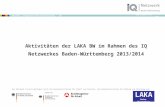 Aktivitäten  der LAKA BW im Rahmen des  IQ Netzwerkes Baden-Württemberg  2013/2014