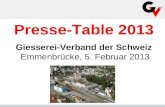 Presse-Table 2013 Giesserei-Verband der Schweiz  Emmenbrücke, 5. Februar 2013