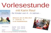 Vorlesestunde mit Karin Reul - für Kinder von 4 – 6 Jahren -