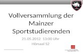 Vollversammlung der Mainzer Sportstudierenden
