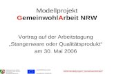 Modellprojekt  G emeinwohl A rbeit NRW