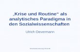 „ Krise und Routine“ als analytisches Paradigma in den Sozialwissenschaften