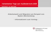 Arbeitsmarkt und Migration am Beispiel von Baden-Württemberg - Informationen zum Vortrag -