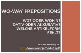 Two-Way  Prepositions Wo ?  oder Wohin ? Dativ oder Akkusativ ? Welche Artikelform fehlt ?