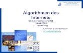 Algorithmen des Internets Sommersemester 2005 18.04.2005 2. Vorlesung