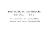 Technologietransferrecht  SS 201 – Teil 2