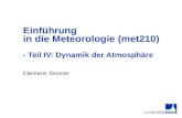 Einführung  in die Meteorologie (met210)  - Teil IV: Dynamik der Atmosphäre