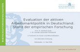 Evaluation der aktiven Arbeitsmarktpolitik in Deutschland: Stand der empirischen Forschung