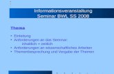 Informationsveranstaltung Seminar BWL SS 2008