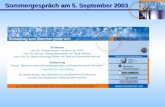 Sommergespräch am 5. September 2003 W eimar Netzwerk.