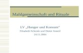 Mahlgemeinschaft und Rituale LV „Hunger und Konsum“ Elisabeth Schrenk und Dieter Annerl 24.11.2004.