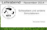 1 Schwalben und andere Simulationen Alexander Schulz Lehrabend November 2014.