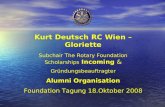 Kurt Deutsch RC Wien – Gloriette Subchair The Rotary Foundation Scholarships Incoming & Gründungsbeauftragter Alumni Organisation Foundation Tagung 18.Oktober.