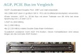 AGP, PCIE Bus im Vergleich AGP: Accelerated Graphic Port 1997 von Intel entwickelt. Ab 1998 AGP dann in großem Stil in PCs als Grafikkartensteckplatz verwendet.