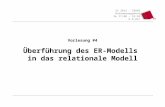SS 2014 – IBB4B Datenmanagement Do 17:00 – 18:30 R 0.011 Vorlesung #4 Überführung des ER-Modells in das relationale Modell.