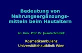 Bedeutung von Nahrungsergänzungs- mitteln beim Hautaltern Ao. Univ. Prof. Dr. Jolanta Schmidt Kosmetikambulanz Universitätshautklinik Wien.