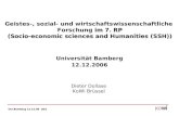 Uni Bamberg 12.12.06 dd/1 im 7. RP (Socio-economic sciences and Humanities (SSH)) Geistes-, sozial- und wirtschaftswissenschaftliche Forschung im 7. RP.