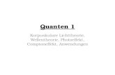 Quanten 1 Korpuskulare Lichttheorie, Wellentheorie, Photoeffekt, Comptoneffekt, Anwendungen.