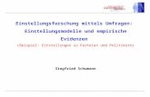 Einstellungsforschung mittels Umfragen: Einstellungsmodelle und empirische Evidenzen (Beispiel: Einstellungen zu Parteien und Politikern) Siegfried Schumann.