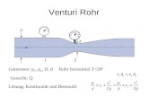 Venturi Rohr d Gemessen: p 1, p 2, D, d Gesucht: Q 1 2 Lösung: Kontinuität und Bernoulli Rohr horizontal T=20 o.