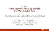 Www.bundesheer.at Schutz & Hilfe Das Militärkommando Steiermark im Wandel der Zeit Österreichische Unteroffiziersgesellschaft Bgdr Mag. Heinz ZÖLLNER Militärkommandant.